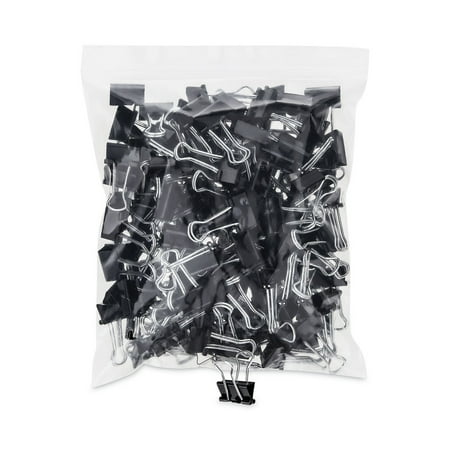 Universal Binder Clips Zip-Seal Bag, Black & Silver, 144 Count