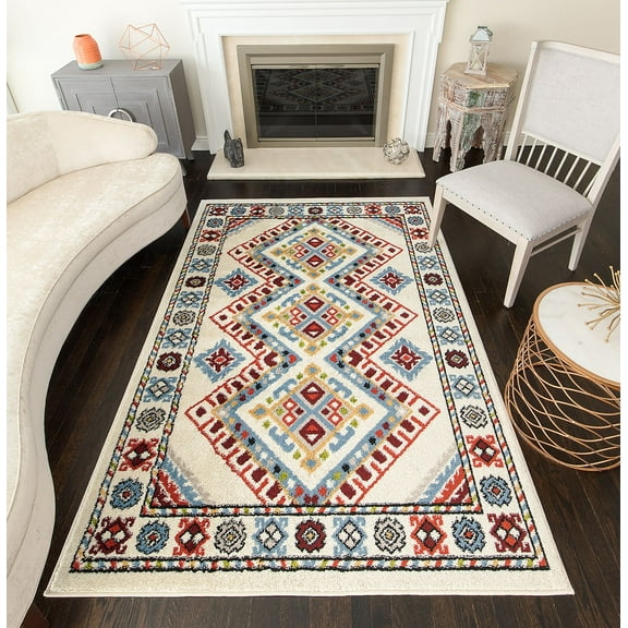 Rugs America Bradford KH50A Natural Beige Tribal Moroccan White Area Rug, 8'x10'
