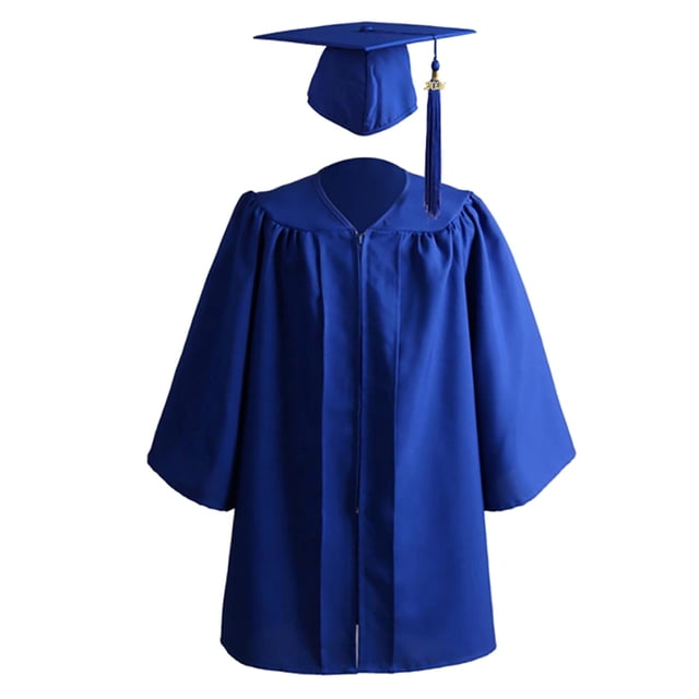GDREDA Costume Coloré Garçons Filles Maternelle Enfants Graduation Scène Performance Robe avec Chapeau (BU1,7-8 Ans)