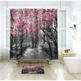 thumbnail image 2 of Blooming Pink and Gray Shower Curtain Flowers Cherry Blossoms Park Spring Floral Trees Road Landscape Scenic Fabric Waterproof Bathroom Decor Set 72x72 Inch 12 Shower Plastic Hooks, 2 of 6