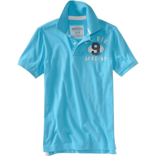 Aeropostale - Polo de rugby para hombre #9, azul, pequeño
