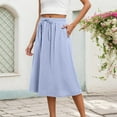 thumbnail image 2 of XIAONU Womens Skirts Casual Elastic High Waisted Elegant Skirt Mid Length Fashion Solid Color Versatile Long Skirt, 2 of 7