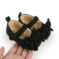 thumbnail image 2 of Xfvqtps Baby Girls Walking Shoes Bowknot Embroidery Solid Color Princess Non Slip Canvas Infant Prewalker Summer New Baby Casual Breathable Cute Rubber Soles Soft Toddler Shoes Black, 2 of 9