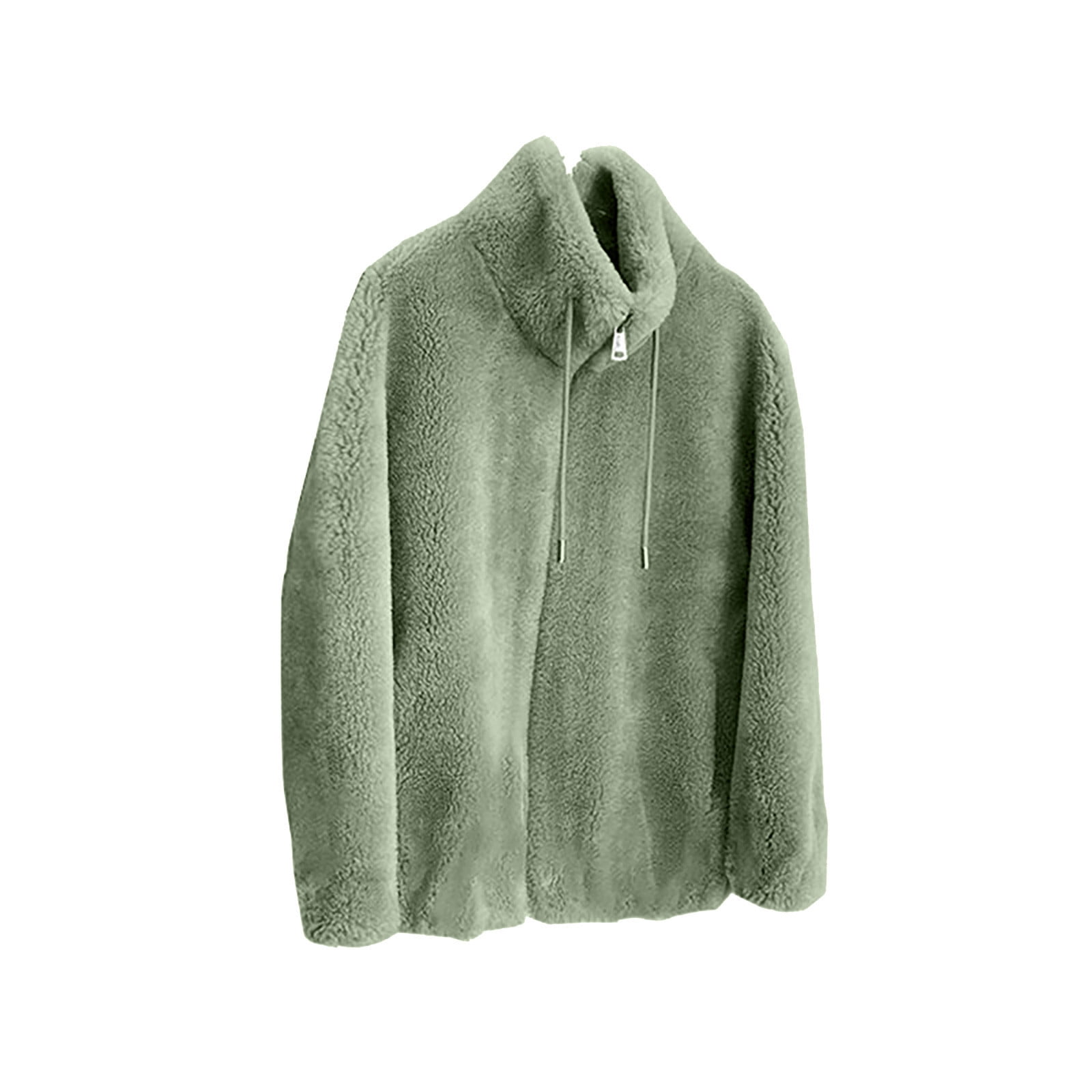 Plus Size Coats for Women 4X-6X Trendy Full Zipper Up Fleece Jackets Ladies Casual Solid Long Sleeve Stand Collared Warm Coat with Pockets