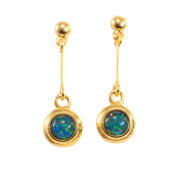 HIGH MOUNTAIN SIDE 18KT GOLD PLATED AUSTRALIAN BLACK OPAL DROP EARRINGS
