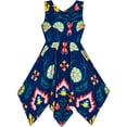 thumbnail image 4 of Girls Dress Flower Print Hanky Hem With Necklace 14, 4 of 6