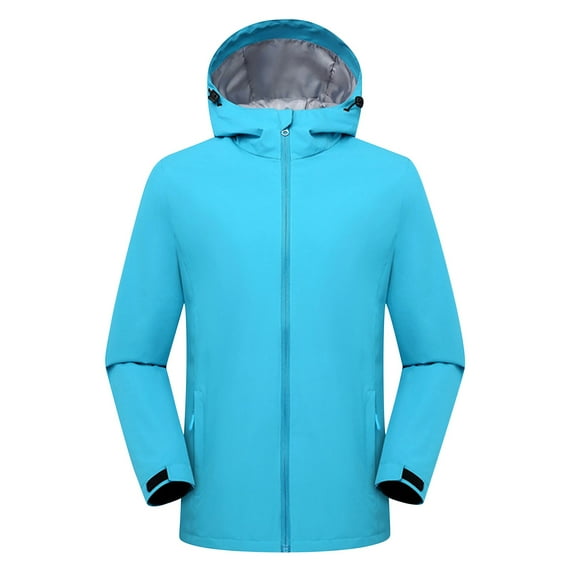 USB Heated 3-in-1 Jacket for Men & Women, Windproof Water Resistant Lightweight Hiking Coat w/Removable Hood, All Season Cold Weather Gear
