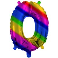 Rainbow Foil 0 Number Air Filled Balloon