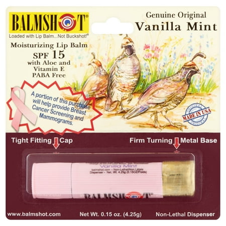 Balmshot Pure Pink Vanilla Mint Moisturizing Lip Balm, SPF 15, 0.15