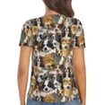 thumbnail image 5 of Zufioo Cute Dog for Women's Deep V-neck Short-sleeved T-shirt, Top with Short Sleeves - with Stainless Steel Buckle, Moisture Wicking, Ideal Home Wear-Small, 5 of 9