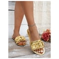 thumbnail image 4 of Sandalias OYOANGLE con cadena dorada con estampado de cocodrilo para mujer, color champán, 4 of 5