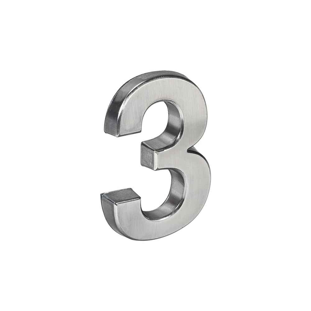 Uxcell 1.97" ABS Nickel Plated Brushed Self Adhesive House Number 3