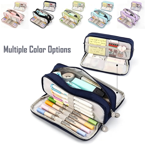 Lzobxe Pencil Case Expandable Extra Large Pencil Pouch with Zipper, Soft and Portable Storage Organizer for Adults Men Women Office Essentials