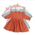 thumbnail image 7 of Uccdo Toddler Girls Casual Long Sleeve Dresses, Little Girls Solid Beach Sundress Pleated Midi Dress, Size 1-6T, 7 of 7
