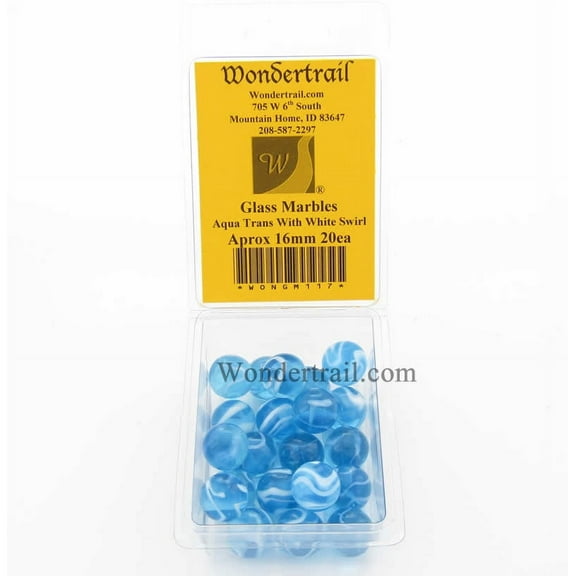 Windy Swirl Transparent with White Swirl 16mm Glass Marbles Pack of 20