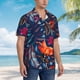 thumbnail image 3 of Balery Tropical Flower Camisas hawaianas de manga corta para hombre, camisas playeras de corte holgado, camisas de vacaciones con botones,XX-Large, 3 of 7
