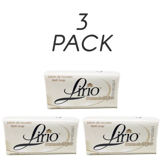 Lirio Dermatologico Bar Soap. Glycerin Enriched Antibacterial Soap for Daily Use. Suitable for All Skin Types. 5.3 oz. Pack of 3