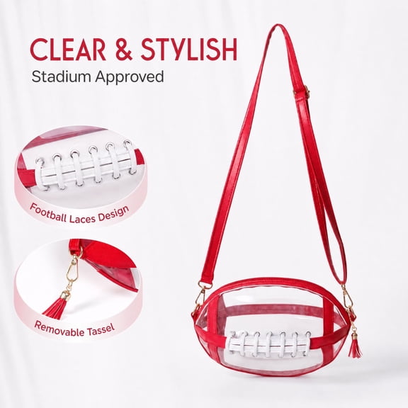Clear Football Purse, Football Shaped Clear Stadium Bag,Clear Bag For Stadium Events And Concerts
