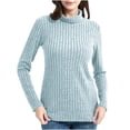 thumbnail image 1 of Timegard Chandails d'Automne pour Femmes Col Haut Manches Longues Pull Couleur Unie Confortable Ajusté, 1 of 4