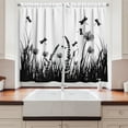 thumbnail image 2 of Ambesonne Nature Kitchen Curtains, Grass Bush Meadow Spring, 55"x39", Black White, 2 of 3