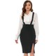 thumbnail image 1 of Allegra K Falda de cintura alta con tirantes ajustables para mujer Negro XS, 1 of 5