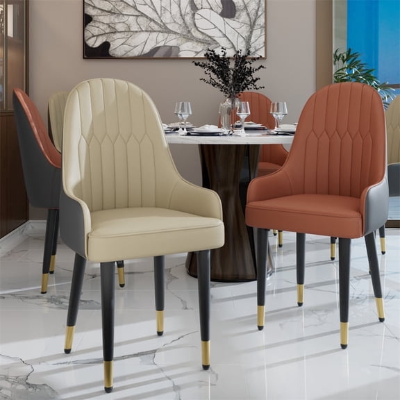 Wisfor 2PCS Modern Dining Chairs Soft Padded Kitchen Dining Room Sitting Chairs, Light khaki & Grey Color