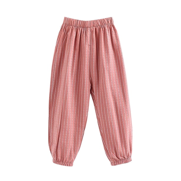 Odeerbi 2-10 Años Niños Niñas Algodón Bloomers Verano Rayas Jogger Pantalones Color Sólido Transpirable Linterna Pantalones Haren Pantalones