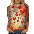 thumbnail image 2 of Valentines Day Gift TMOYZQ Womens Crewneck Tops Plus Size Casual 3/4 Sleeve Pullover Tops Fashion Love Heart Graphic Blouse Valentine's Day Clothes, 2 of 5
