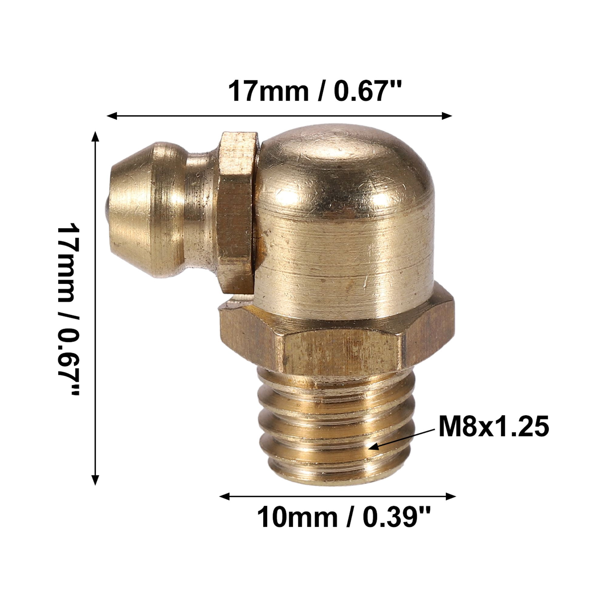 50 Pcs M8x1.25 Grease Nipple Fitting 90 Degree Right Angle Brass Grease Zerk Fitting Adapter for Car