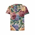 thumbnail image 5 of Women's Floral Print T-shirts Plus Size Summer Graphic Basic Tees Short Sleeve Tunic Tops Loose Fit (M, Multicolor), 5 of 5