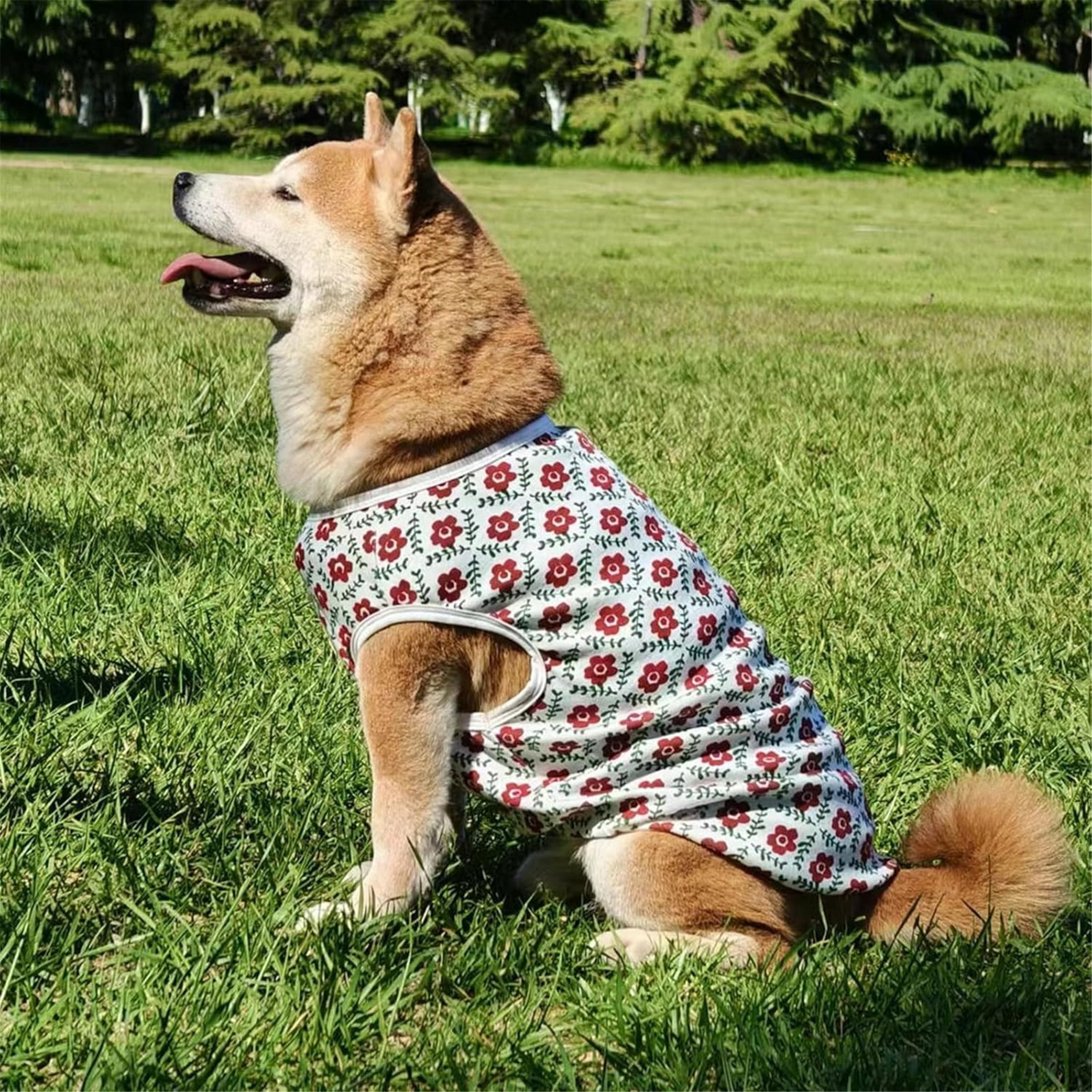 UOSIA Floral Dog Shirts for Medium & Large Dogs Girl Cotton Pet Vest T-Shirts Sun Protection Clothes for Spring Summer