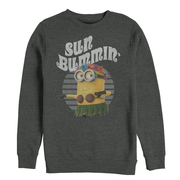 Men's Despicable Me Minion Sun Bummin' Hula Sweatshirt Charcoal Heather X Large
