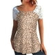 thumbnail image 2 of Mujeres Tops Casual verano encaje manga corta Split cuello túnica impresa camisetas camisetas Tops OAVQHLG3B Store lin121212, 2 of 5