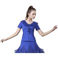thumbnail image 2 of Women Ladies Short Sleeve Frill Ruffel V Neck Top Cha Cha Swing Jive Latin Dance Clothes Tee Shirts, 2 of 3