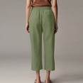 thumbnail image 4 of Petite Capris for Women with Pockets Below Knee Summer Casual Cotton Linen Pants Straight Leg Vacation Beach Crop Pant with Pockets Green 3XL, 4 of 7