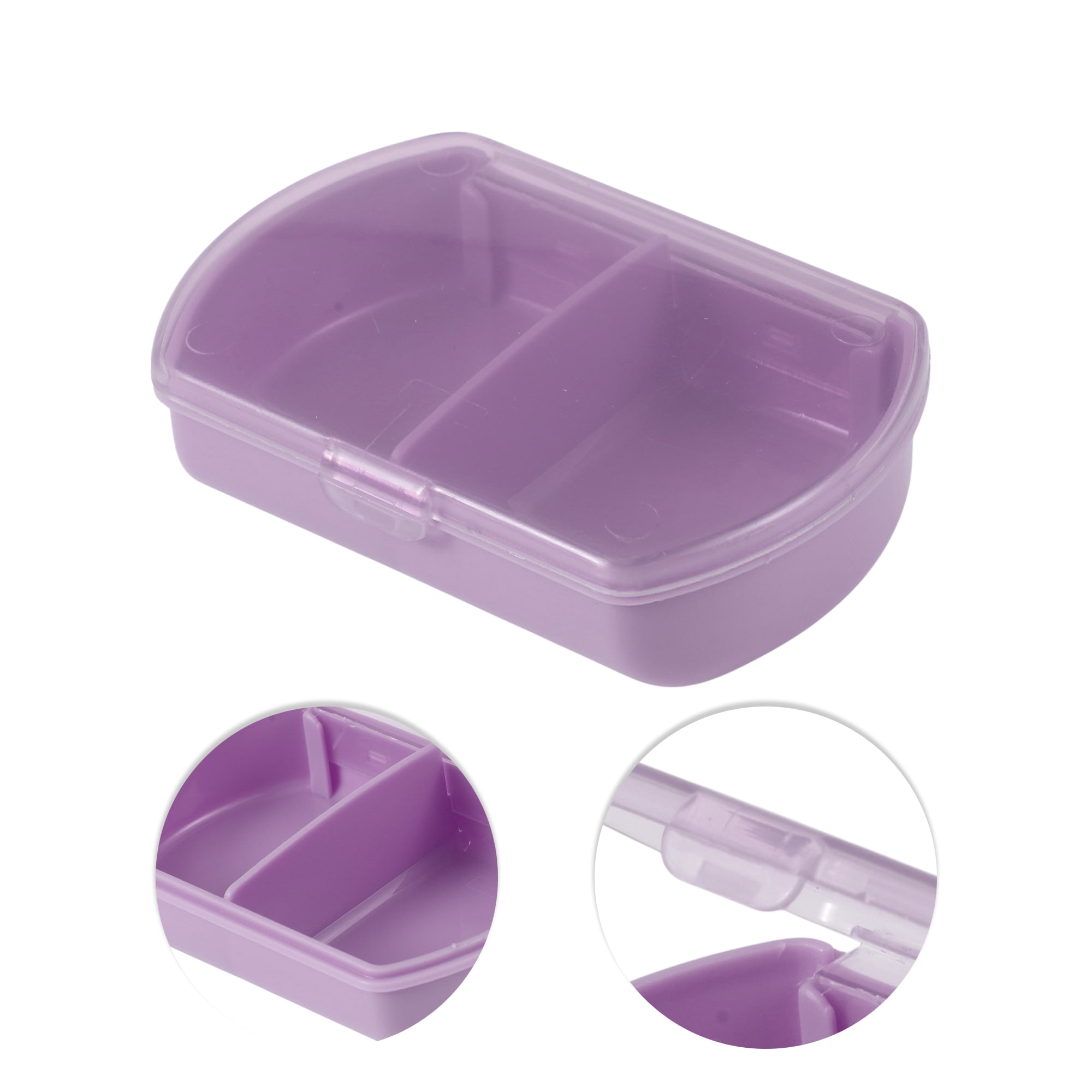 Unique Bargains 2 Compartment Pill Case for Travel 1 Pc Purple