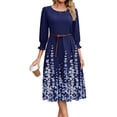 thumbnail image 4 of Fantaslook Fall Dresses for Women Smocked 3/4 Sleeve Dress Floral Midi Casual Dresses with Pockets, 4 of 9