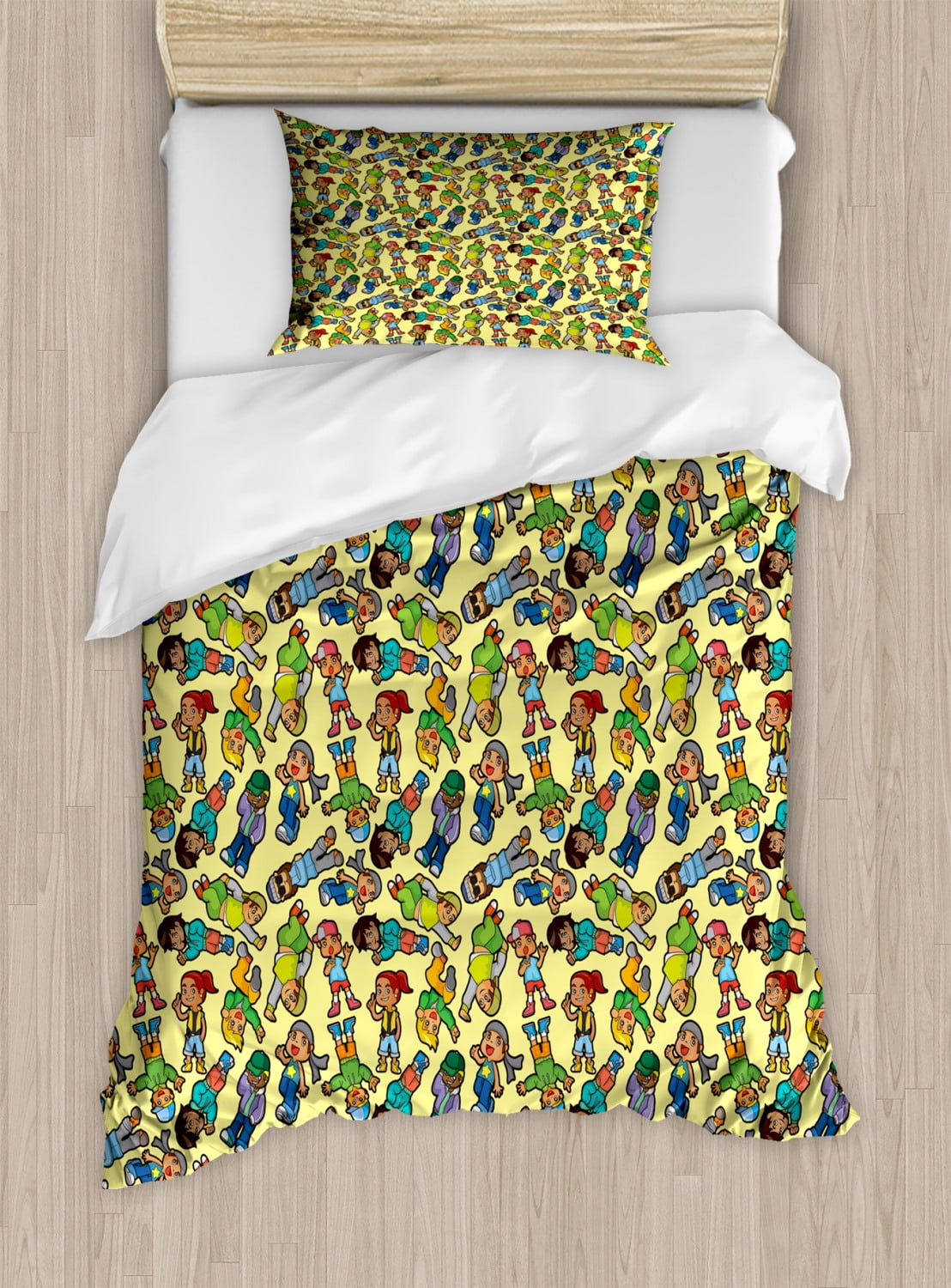 Hip Hop Twin Size Duvet Cover Set, Cartoon Hip Hop Boys ...