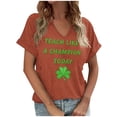 thumbnail image 3 of BLTIBY St. Patrick's Day Shirts for Women Shamrock Shirt Clover Printed Irish Gift Casual Loose V Neck Short Sleeve Pullover Tops Orange 2 XL, 3 of 4
