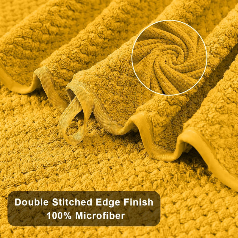 Ultra Soft Bath Towels, 4 Pack Dark Yellow Oversized Bath Sheet Set by Muddy Cat Home - 600 GSM