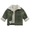 thumbnail image 1 of Abrigo Morubut de pana de invierno para niños pequeños con forro sherpa, color verde, 1 of 7