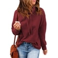 thumbnail image 6 of Hanerdun Women Turtleneck Blouse Female Long Sleeve Drawstring Pullover Shirt Red L, 6 of 6