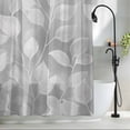 thumbnail image 2 of Gray White Leaves Plant Fabric Shower Curtain Simple Style Washable Shower Curtains for Bathroom, Waterproof Bath Curtain with Hooks Home Decor 72x72in, 2 of 8