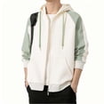 thumbnail image 1 of Men's Color Block Hooded Coat with Drawstring and Zipper Pockets for Casual and Outdoor Wear, 1 of 3