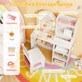 thumbnail image 6 of Kids Vanity Set with LED-Lit Mirror, Kids Table and Chairs with 5 Makeup Accessories, 2-in-1 Toddler Girls Vanity with Writing Table, White, 6 of 10