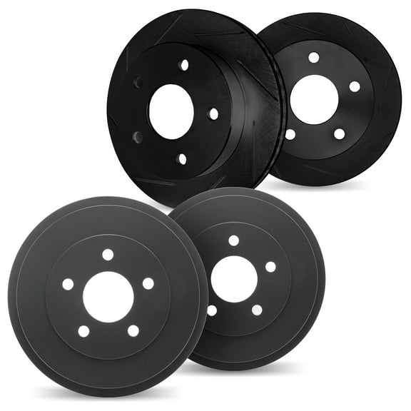Dynamic Friction Company Front Brake Rotors Slotted Black Includes Brake Drums - 3004-54297