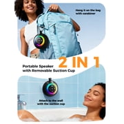 Shower Speaker Bluetooth Waterproof Portable: 360° Surround Sound, IPX7 Suction Cup Removable with Vacuum Exhaust Knob, RGB Lights, Beach/Pool/Camping/Kayak Essentials, Gifts for Adults Teens-Black