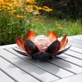 thumbnail image 2 of Lámpara solar vintage para jardín, adorno de loto de vidrio craquelado, luz solar para exteriores, resplandor ámbar, linterna de metal a prueba de lluvia para patio y jardín, 2 of 5