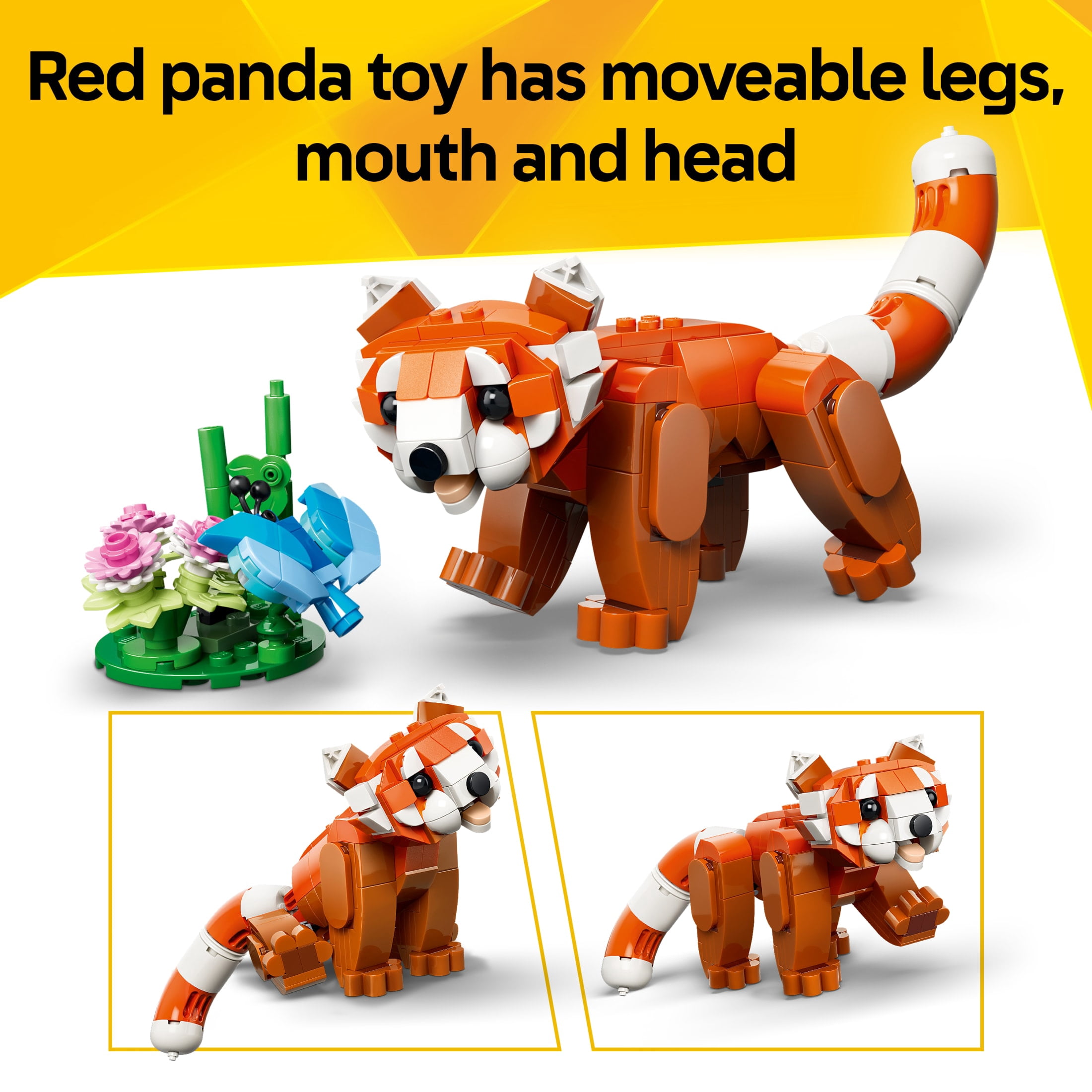 LEGO Creator 3 in 1 Cute Animals: Red Panda - Building Toy for Girls & Boys, Ages 8+ - 3 Building Options - Bookshelf or Bedroom Decor - Gift Idea for Kids - 31394