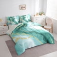 thumbnail image 3 of Homewish Marble Texture 7 Pieces Bedding Comforter Set,Fluid Stripe Aesthetic Full Bedding Set,Green Gold Fitted Sheet Flat Sheet For Boys Kids,Lightweight Room Decor Reversible, 3 of 8